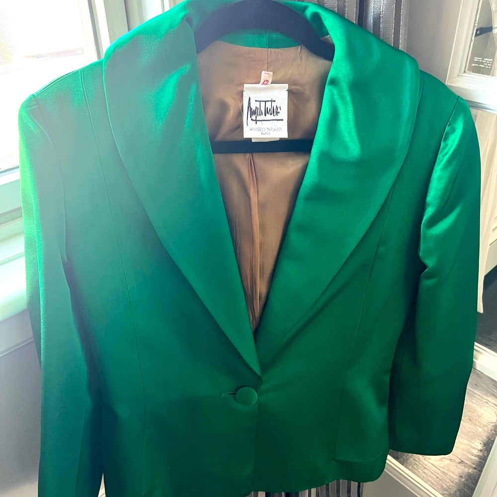 Angelo Tarlazzi green satin jacket